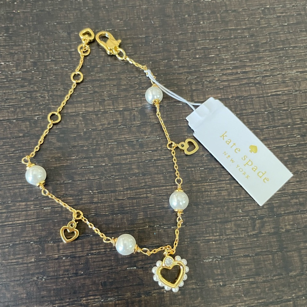 Kate Spade Shining Spade Pearl Heart Bracelet NWT ❗️Sale❗️